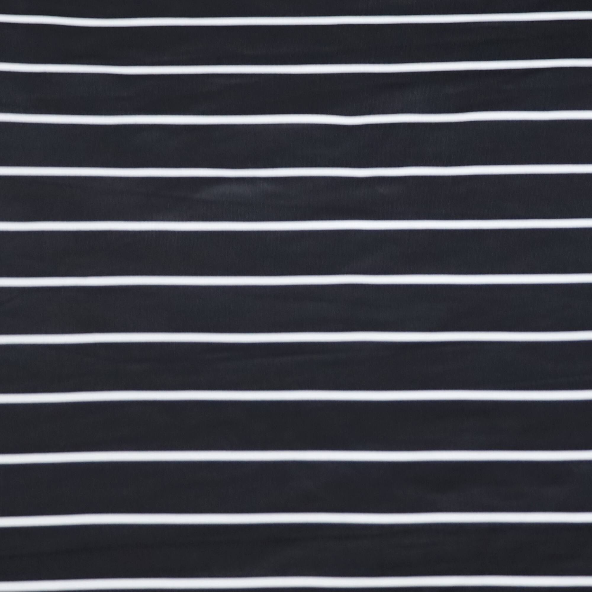 Fabric Merchants White Stripes on Black Double Brushed 4-Way Stretch Fabric
